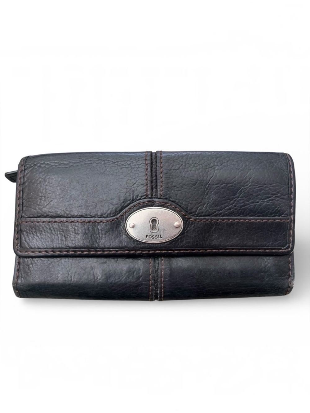 Fossil Maddox Vintage Trifold Wallet in Black Soft Leather